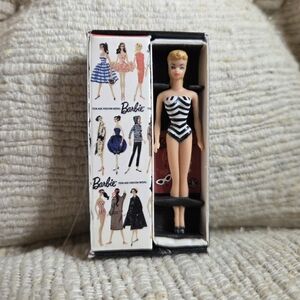 Miniature Of The Original Barbie Doll in Black and White Striped Swimsuit 1959